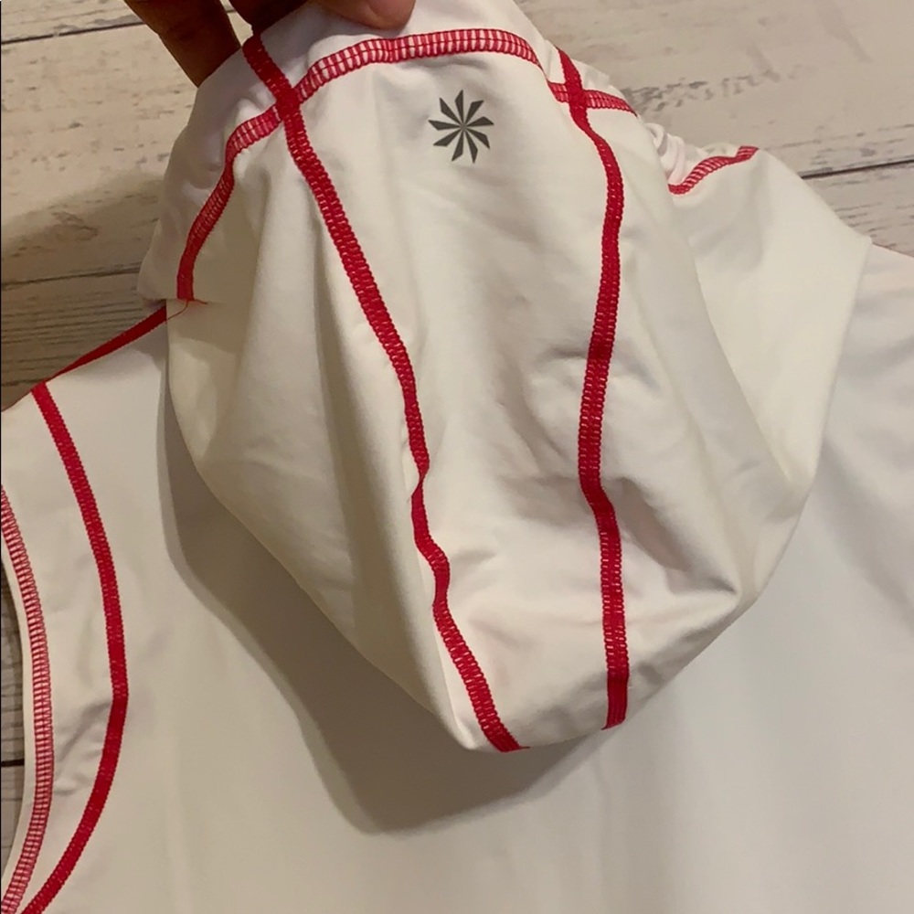Athleta White Hooded Sleeveless Front Pocket Top M - Picture 5 of 10